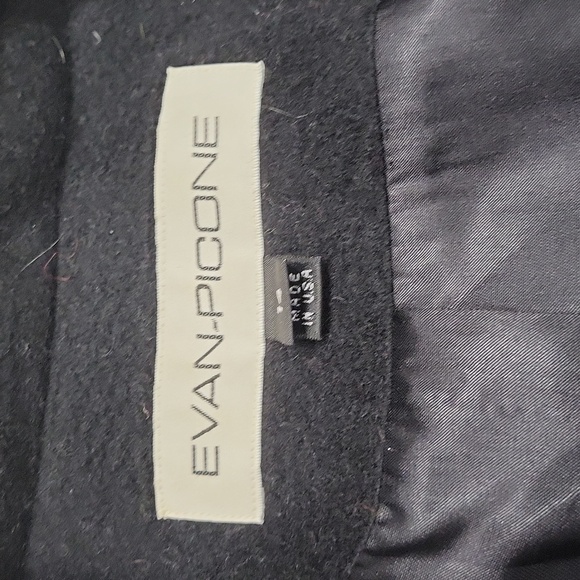 EUC wool Evan-Picine women's black 100% wool double breast pea coat, 14 - Picture 7 of 11